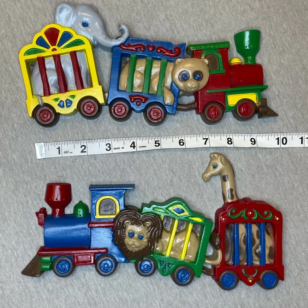 Vintage train decor Burwood USA made wall plastic children decor hanging circus